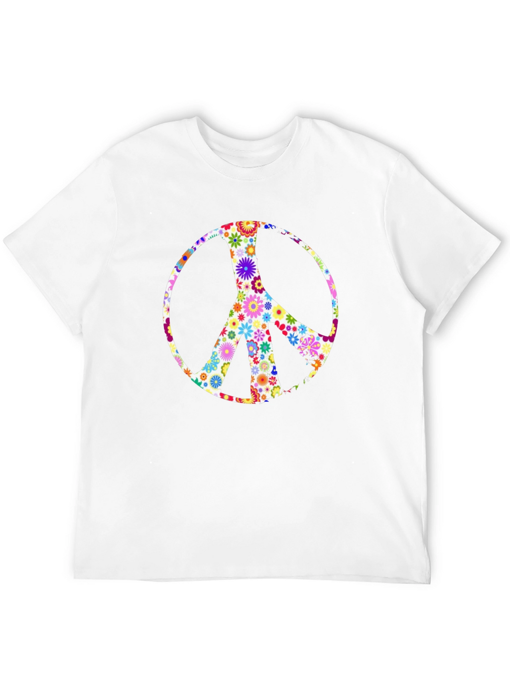 Floral Peace Sign Black T-Shirt