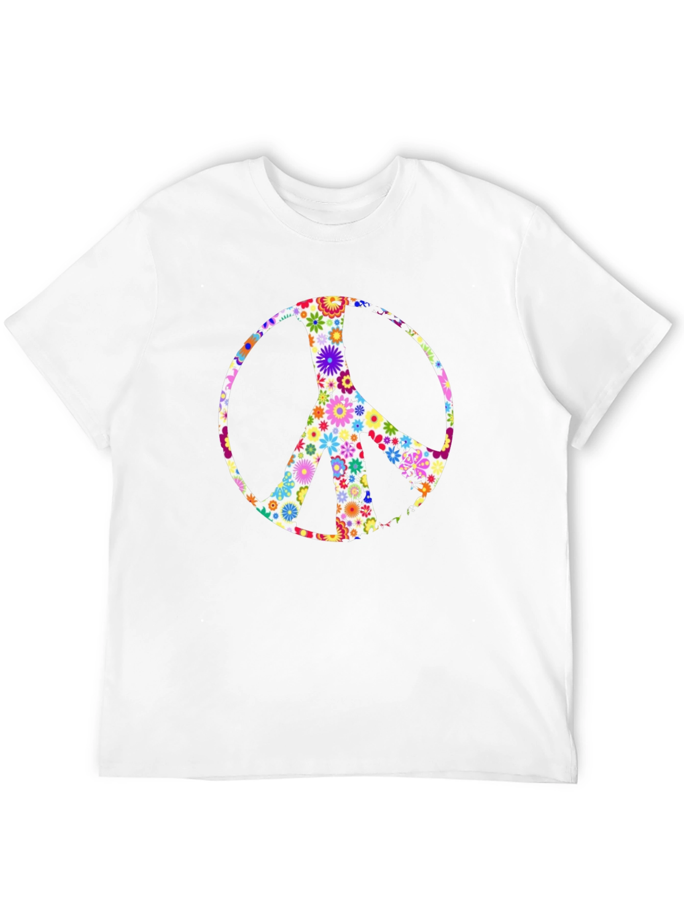 Floral Peace Sign Black T-Shirt