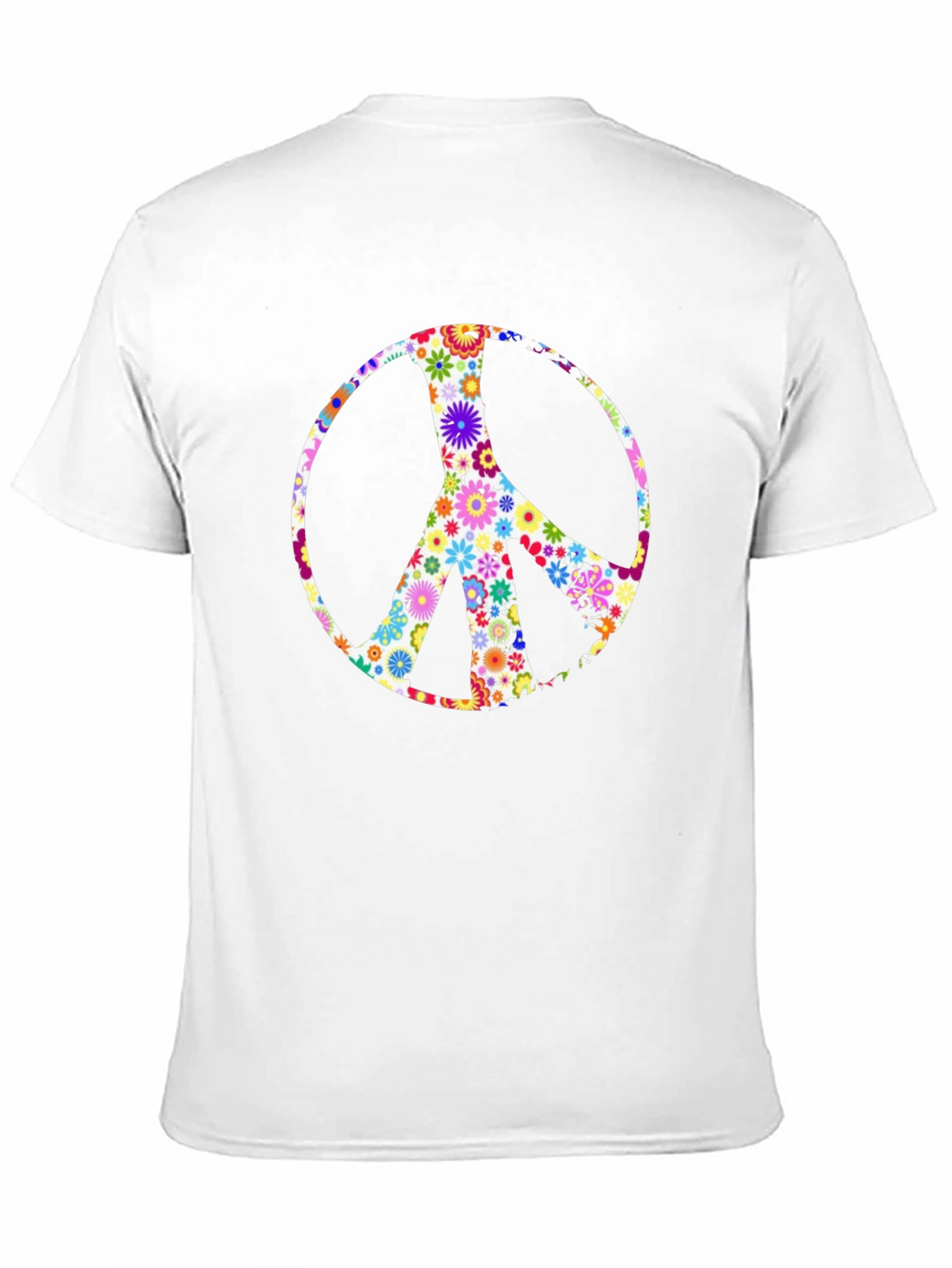 Floral Peace Sign Black T-Shirt