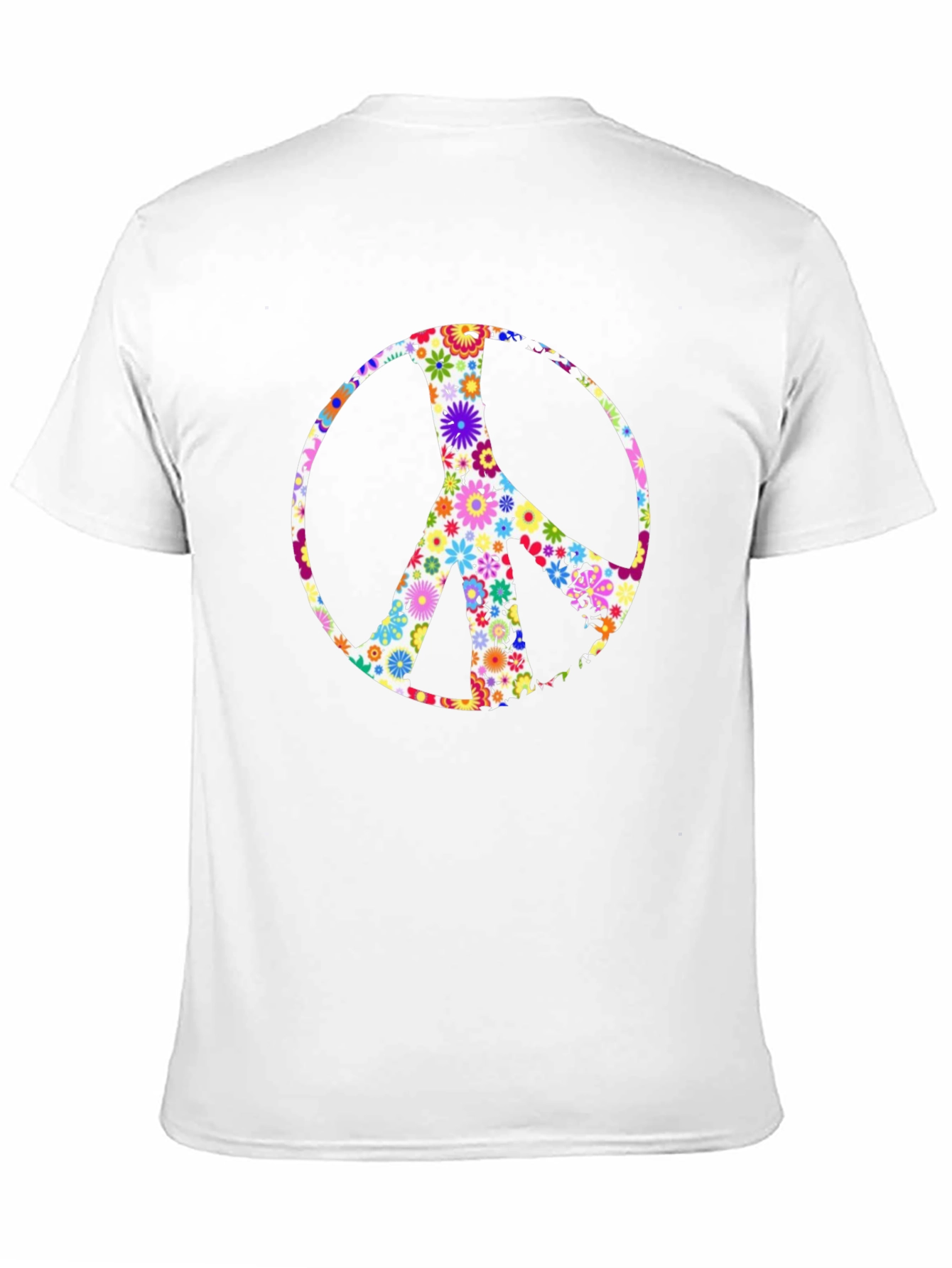 Floral Peace Sign Black T-Shirt