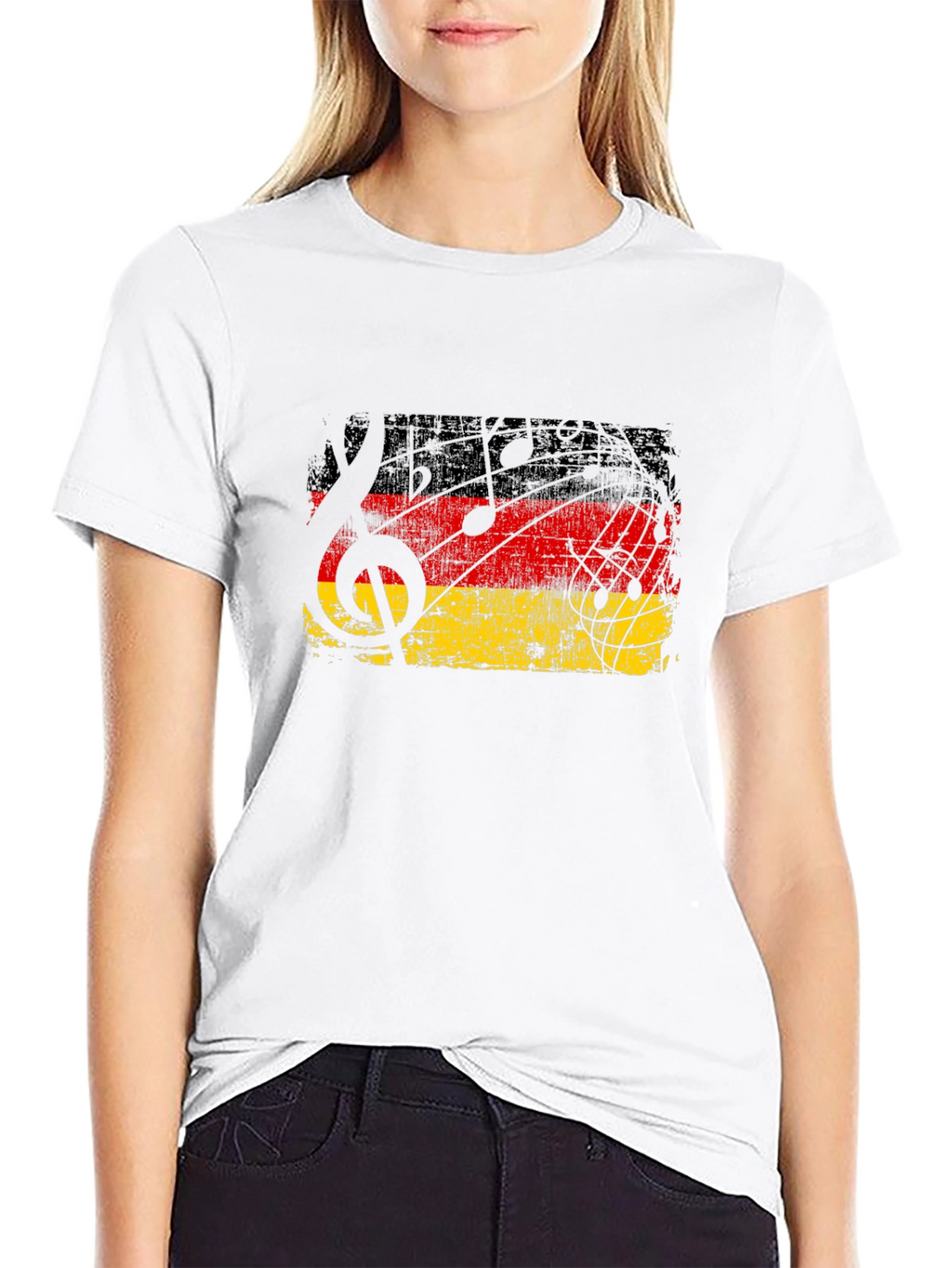 German Flag Music Notes Black T-Shirt