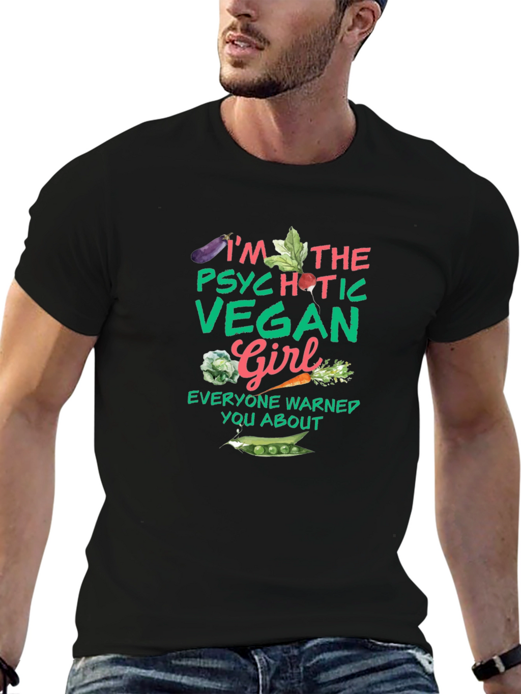 Psychotic Vegan Girl Graphic Tee - Unisex Black T-Shirt