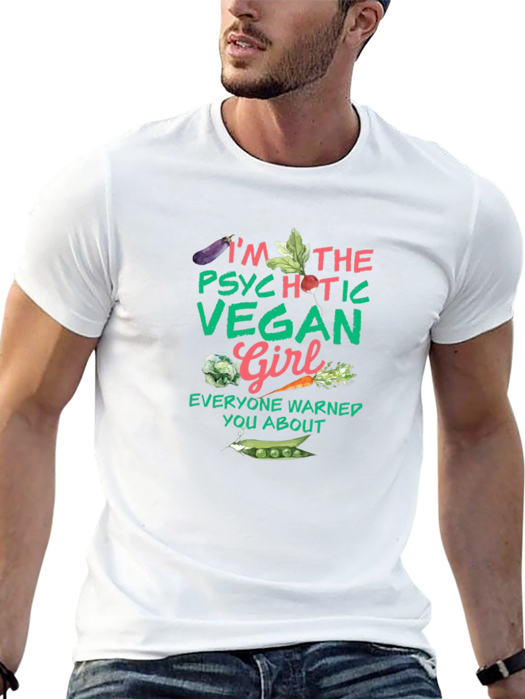 Psychotic Vegan Girl Graphic Tee - Unisex Black T-Shirt