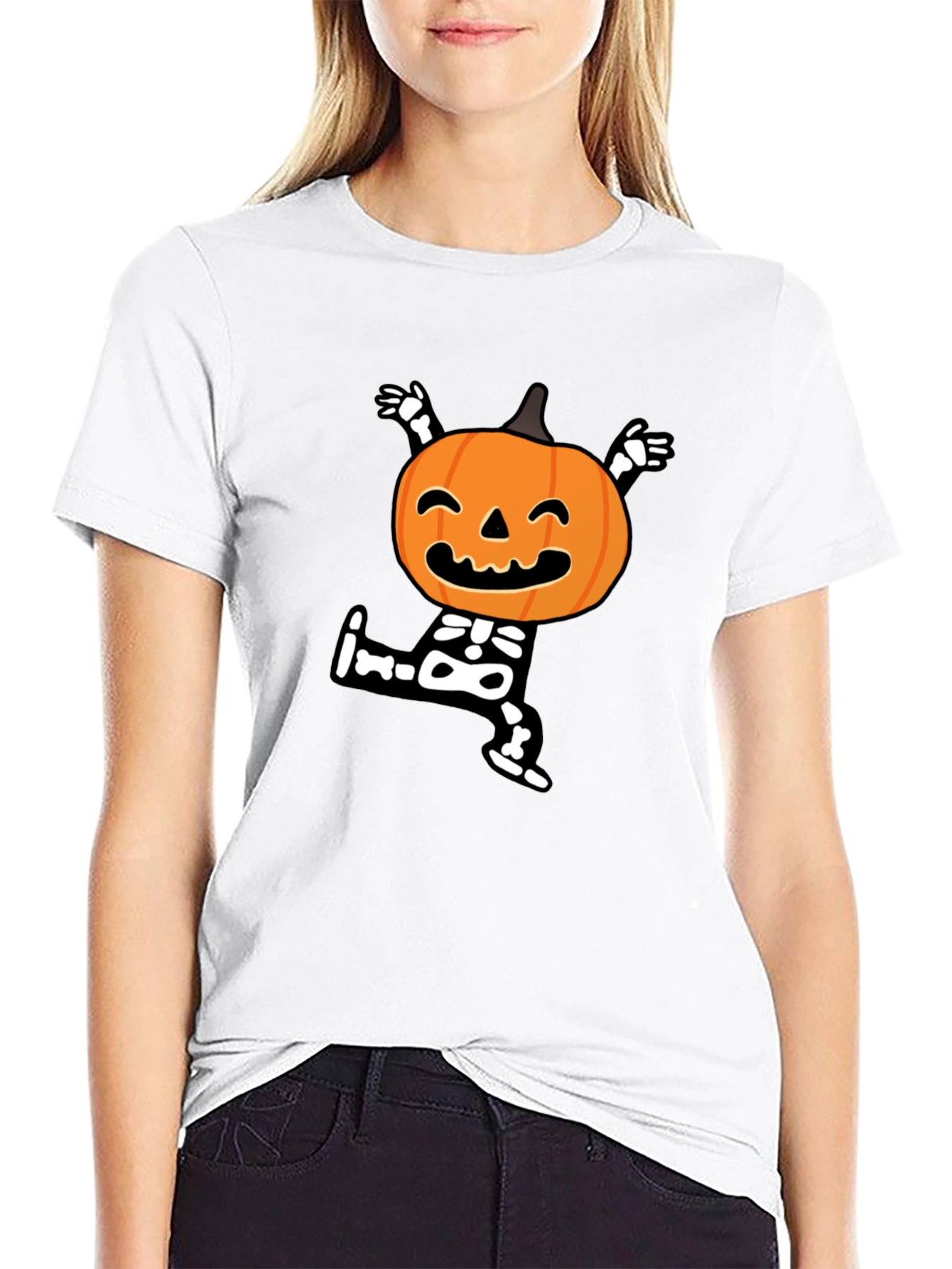 Halloween Pumpkin Skeleton T-Shirt