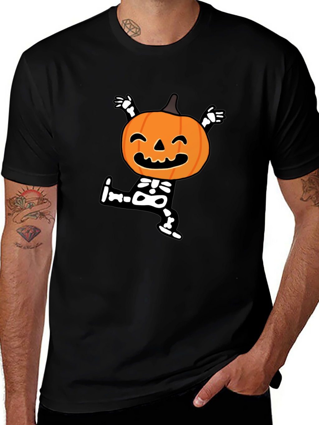 Halloween Pumpkin Skeleton T-Shirt