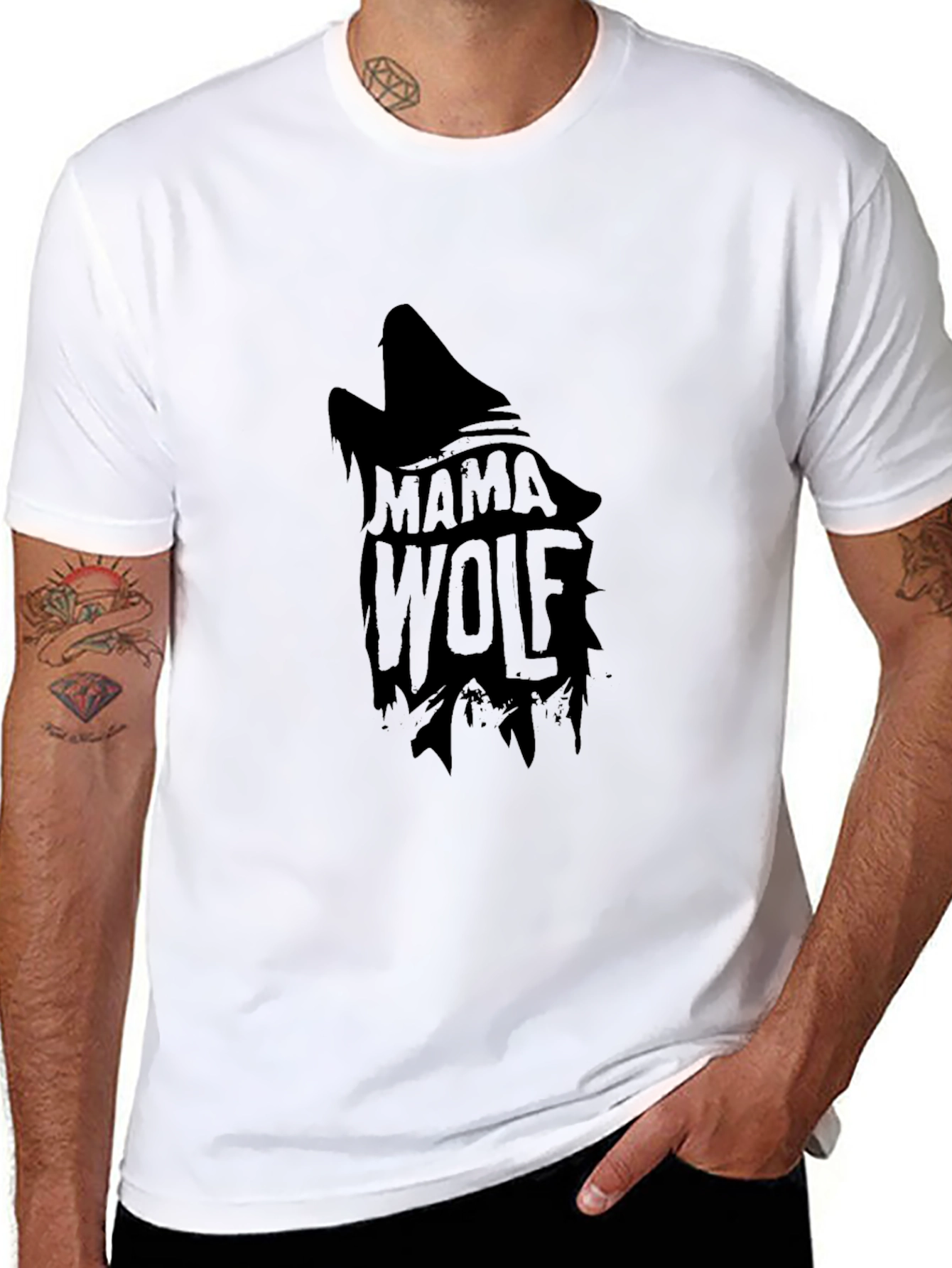 Mama Wolf Graphic Tee - Stylish Black T-Shirt
