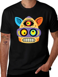 Funky Face Graphic Tee - Black Cotton Blend