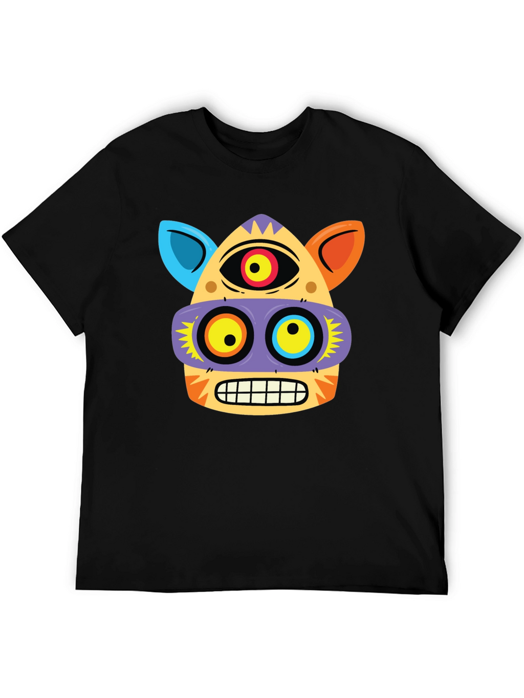 Funky Face Graphic Tee - Black Cotton Blend