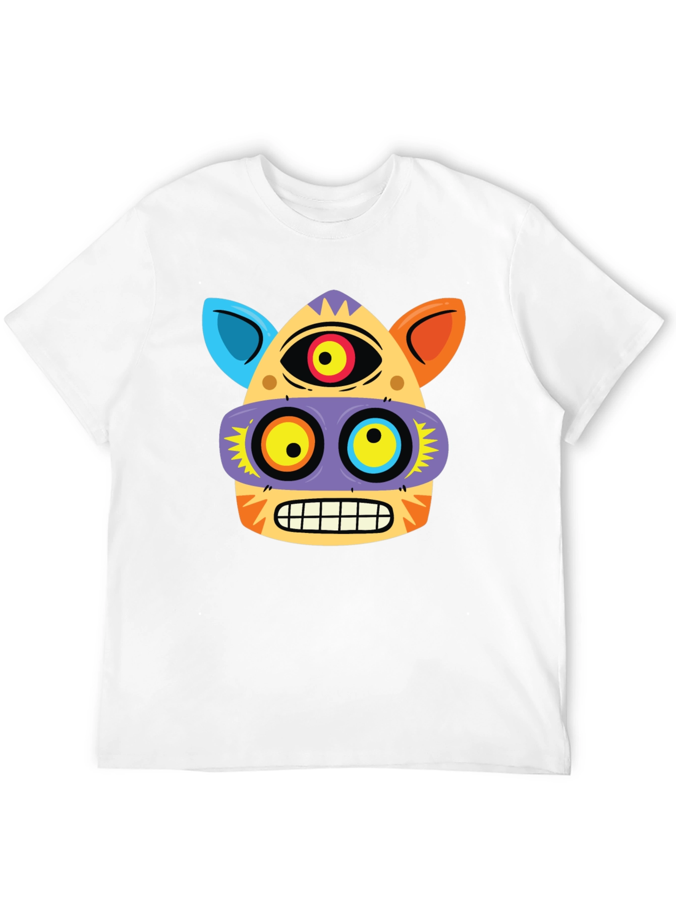 Funky Face Graphic Tee - Black Cotton Blend