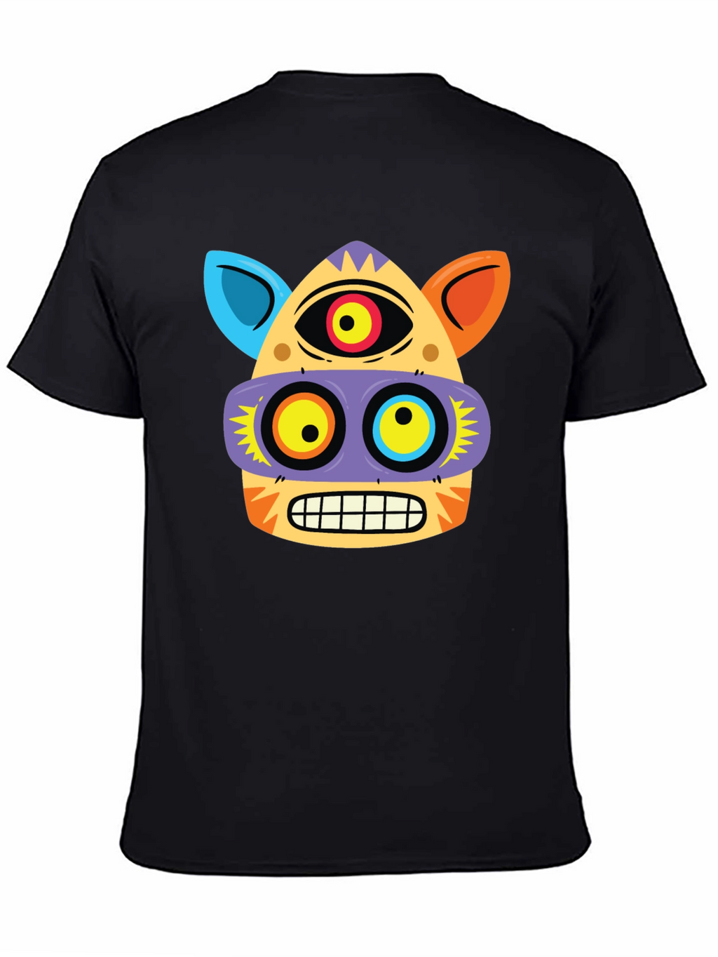 Funky Face Graphic Tee - Black Cotton Blend