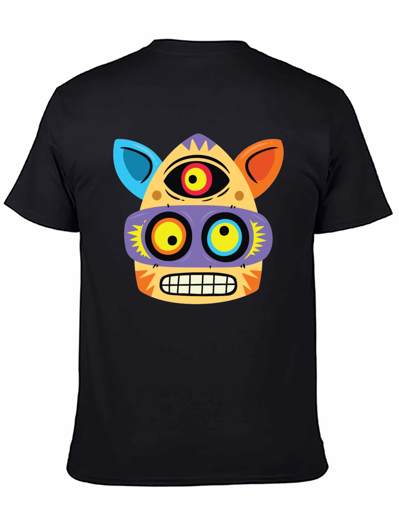 Funky Face Graphic Tee - Black Cotton Blend