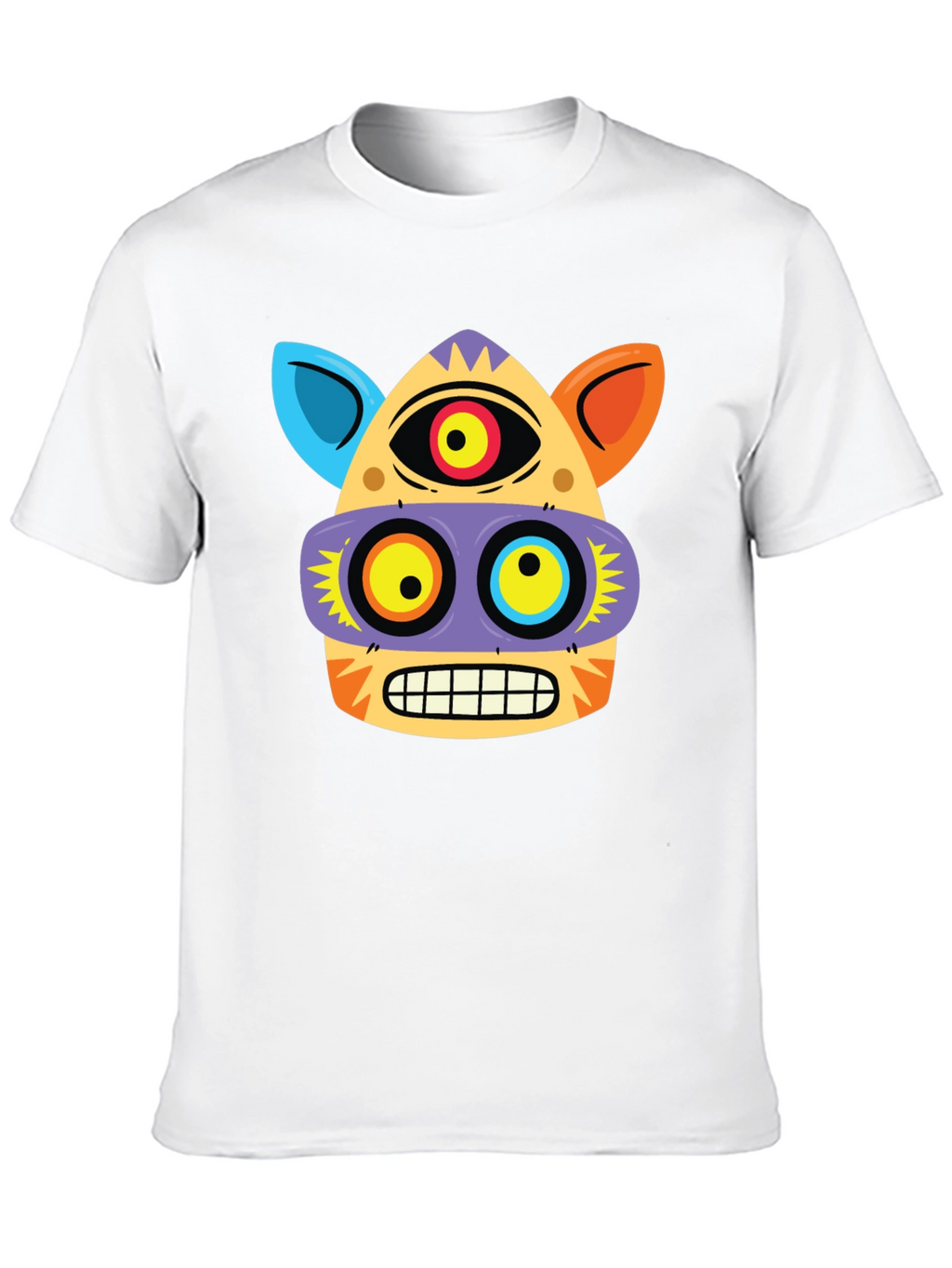 Funky Face Graphic Tee - Black Cotton Blend