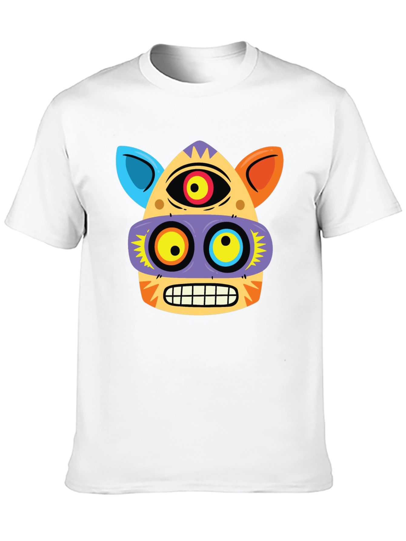 Funky Face Graphic Tee - Black Cotton Blend