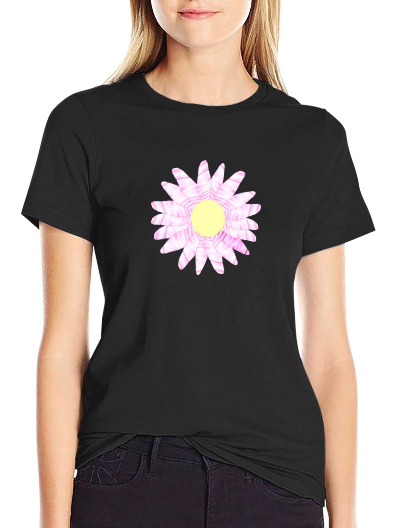 Pink Flower Graphic Tee - Soft Cotton Comfort