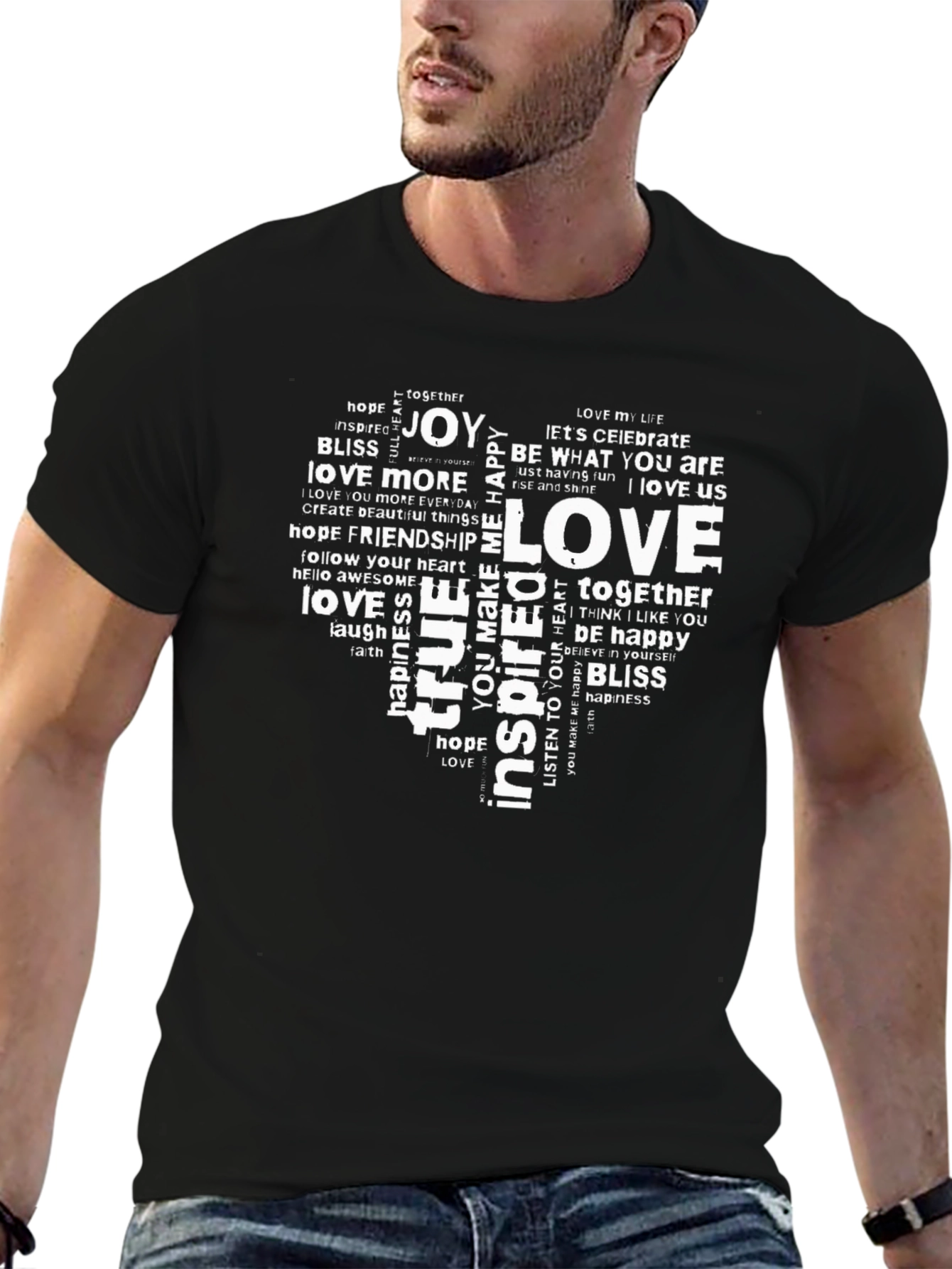 Love Word Art Heart Graphic T-Shirt