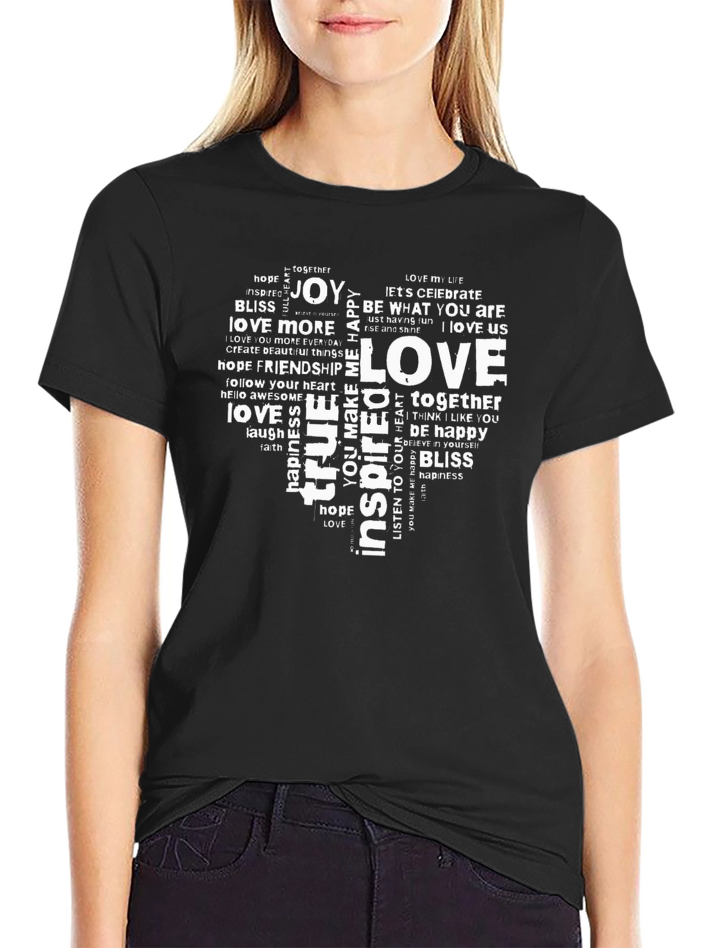Love Word Art Heart Graphic T-Shirt
