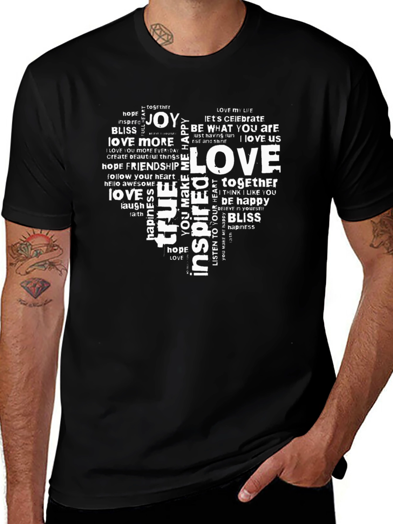 Love Word Art Heart Graphic T-Shirt
