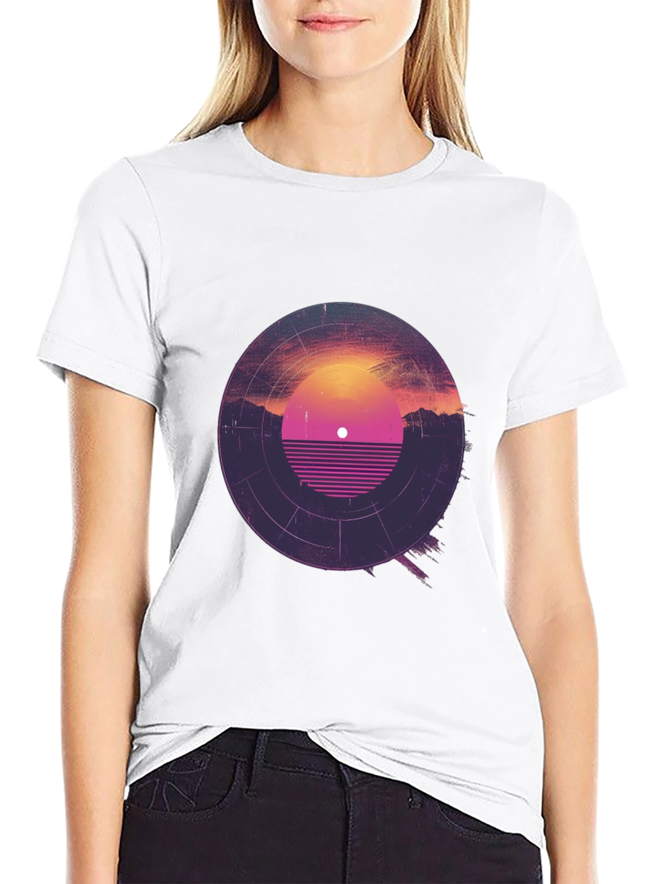 Retro Sunset Vinyl Record Graphic Tee