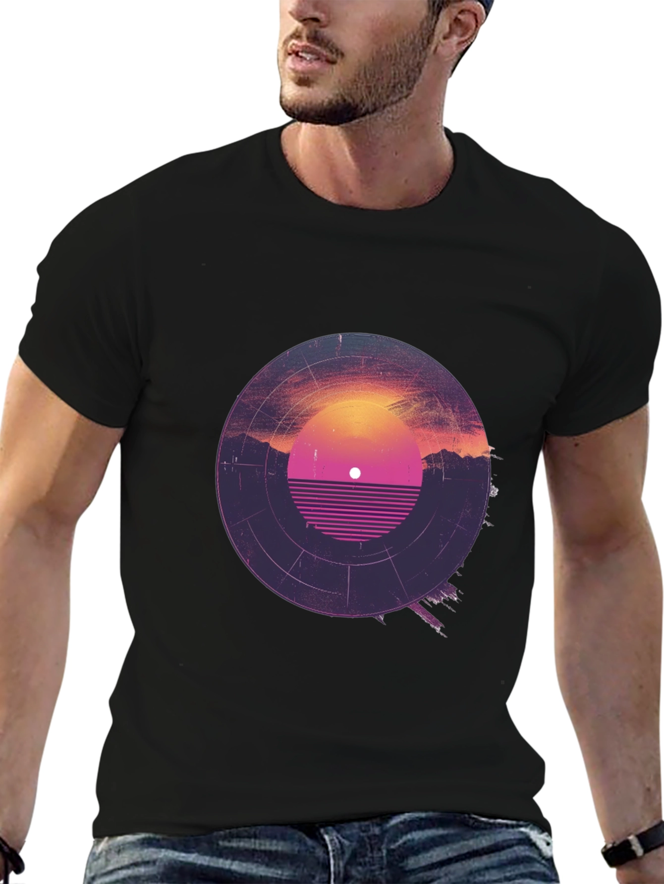 Retro Sunset Vinyl Record Graphic Tee
