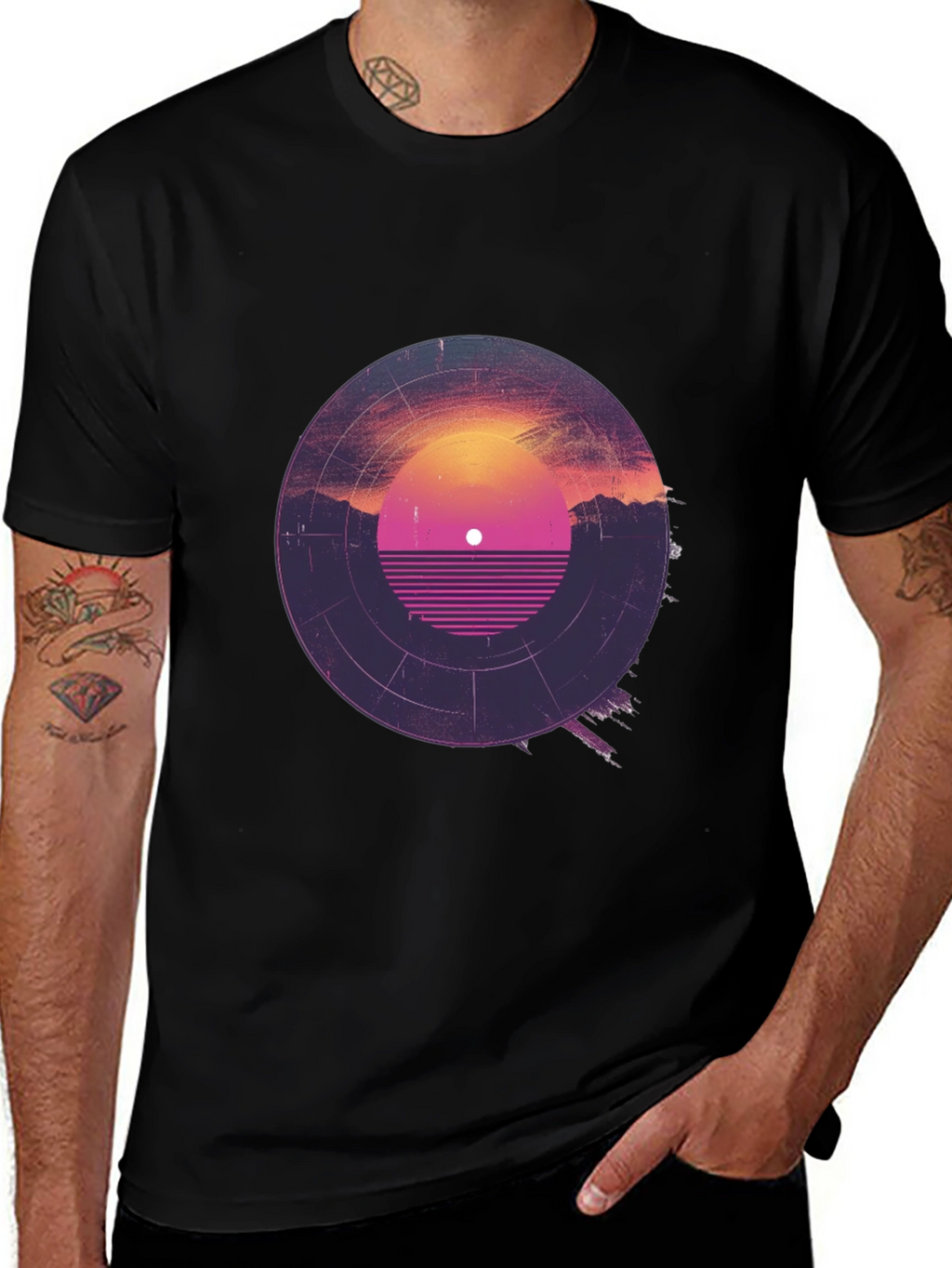 Retro Sunset Vinyl Record Graphic Tee