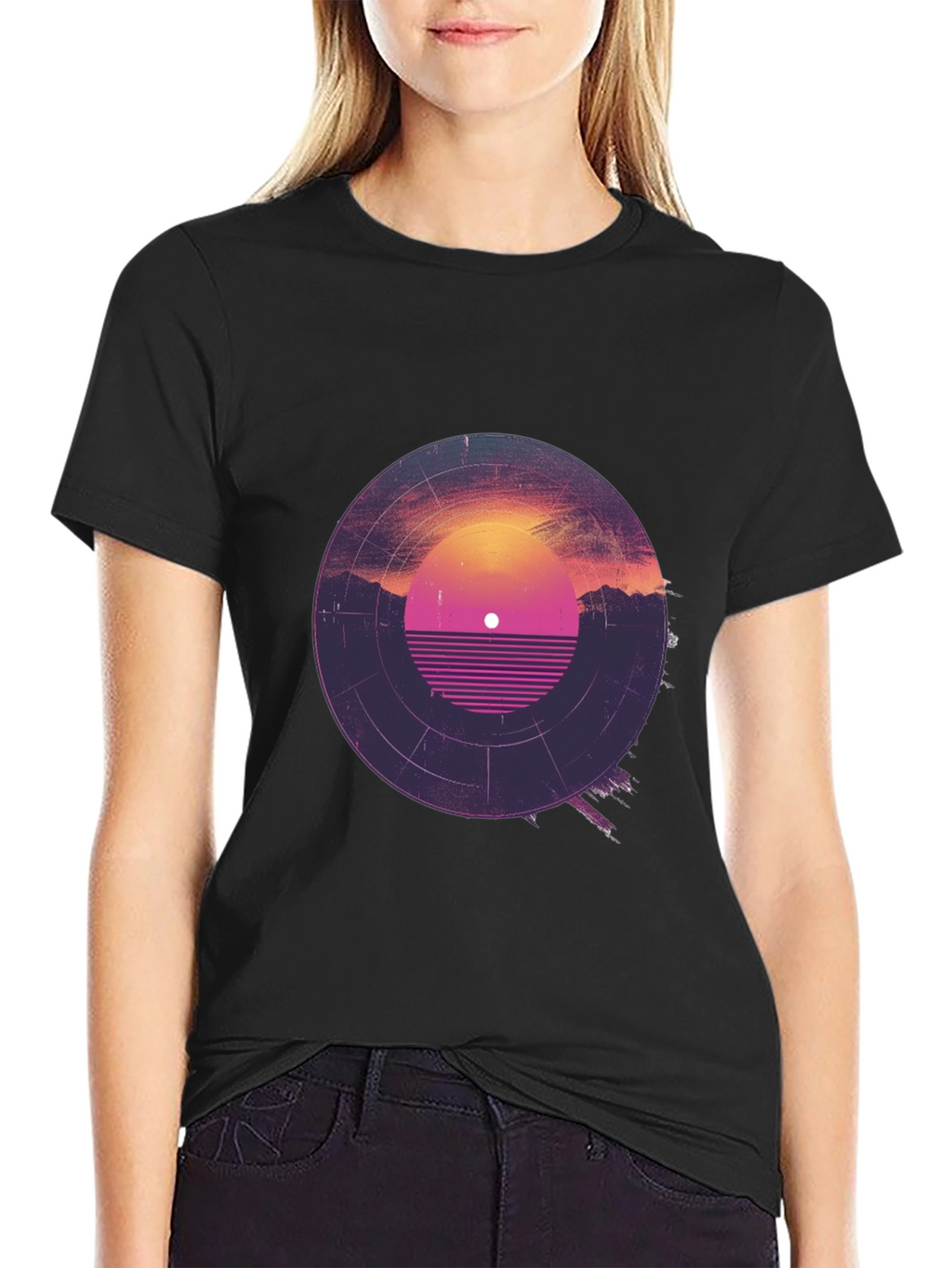 Retro Sunset Vinyl Record Graphic Tee