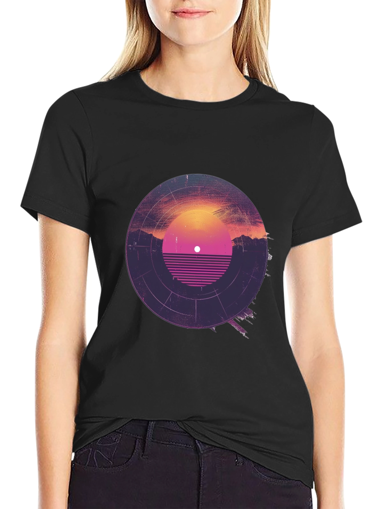 Retro Sunset Vinyl Record Graphic Tee