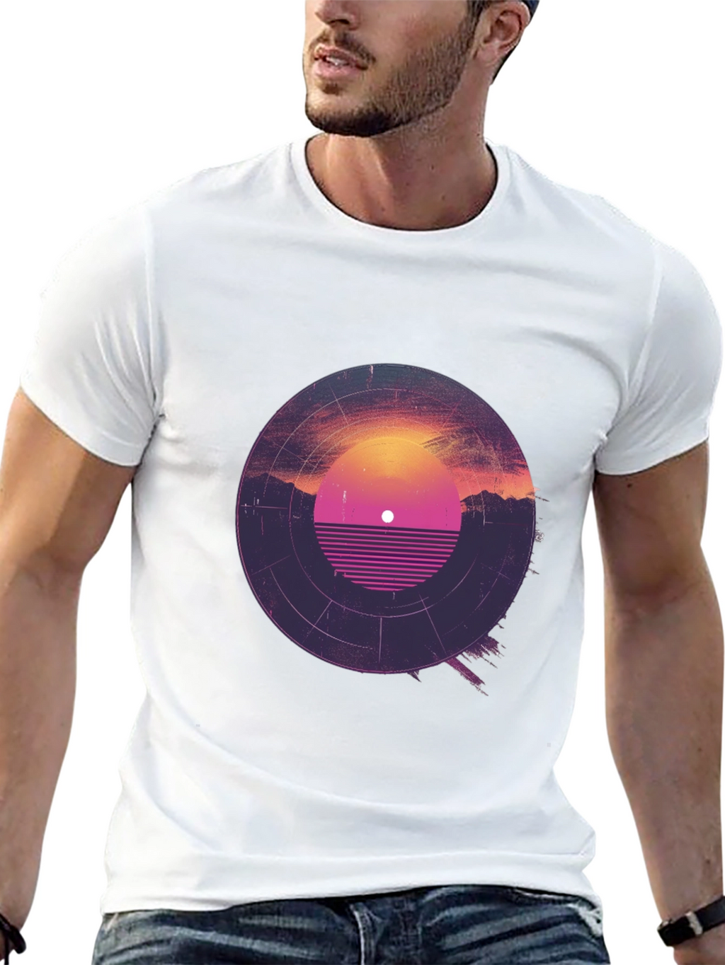 Retro Sunset Vinyl Record Graphic Tee