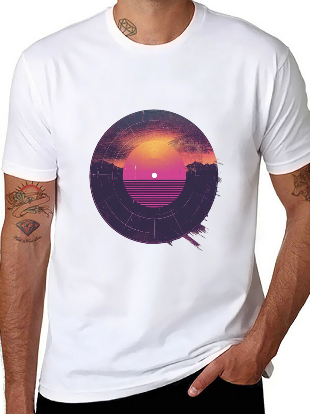 Retro Sunset Vinyl Record Graphic Tee