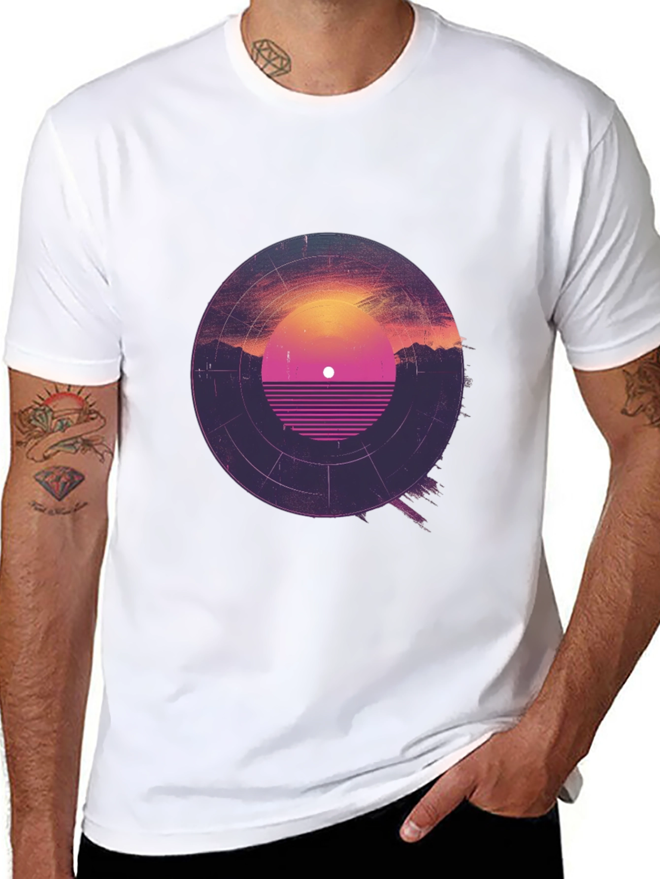Retro Sunset Vinyl Record Graphic Tee