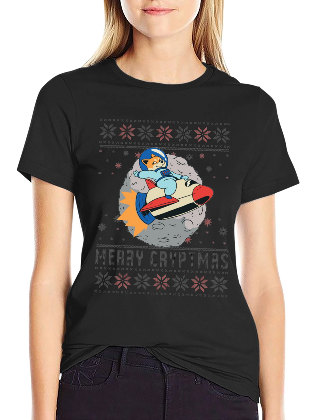 Merry Cryptmas Cat Astronaut T-Shirt
