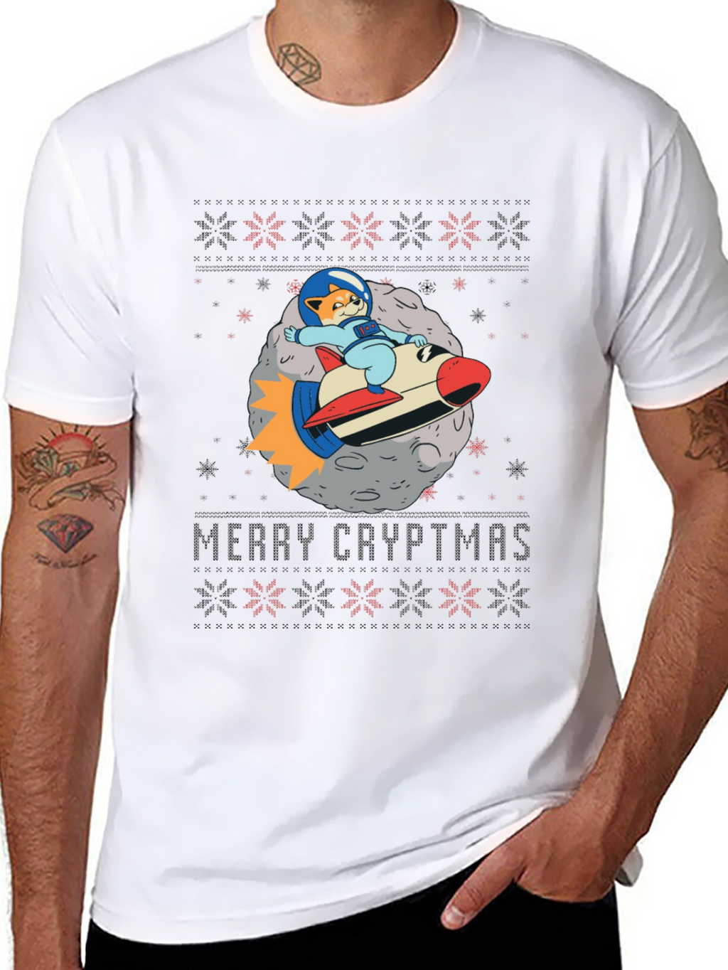 Merry Cryptmas Cat Astronaut T-Shirt