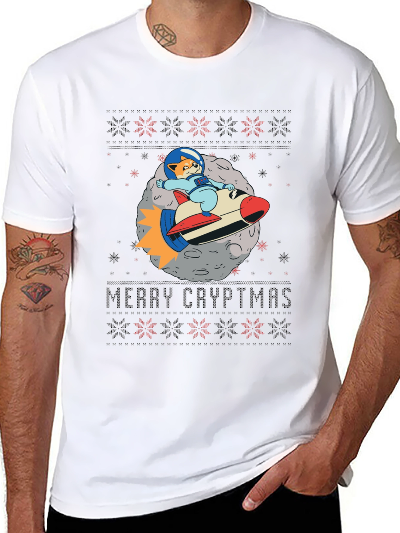 Merry Cryptmas Cat Astronaut T-Shirt