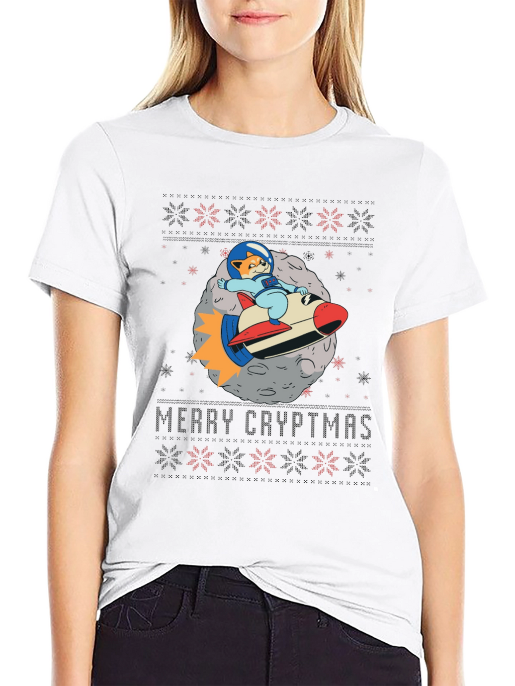 Merry Cryptmas Cat Astronaut T-Shirt