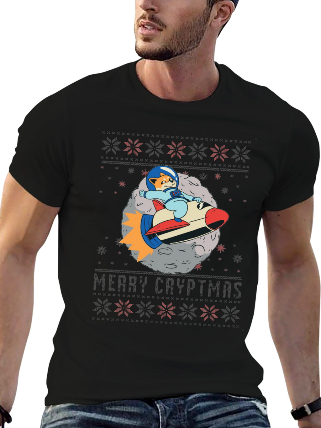Merry Cryptmas Cat Astronaut T-Shirt
