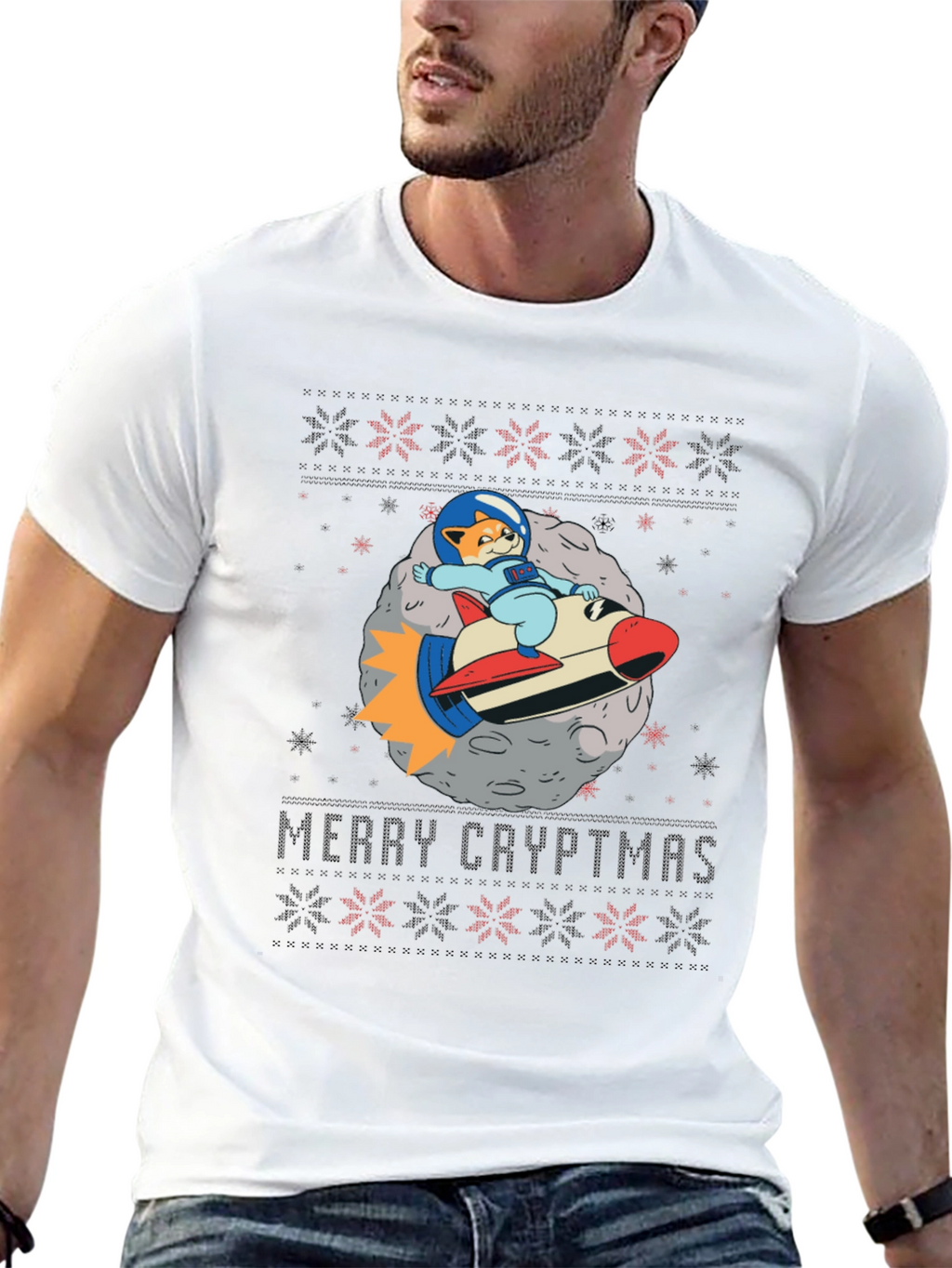 Merry Cryptmas Cat Astronaut T-Shirt