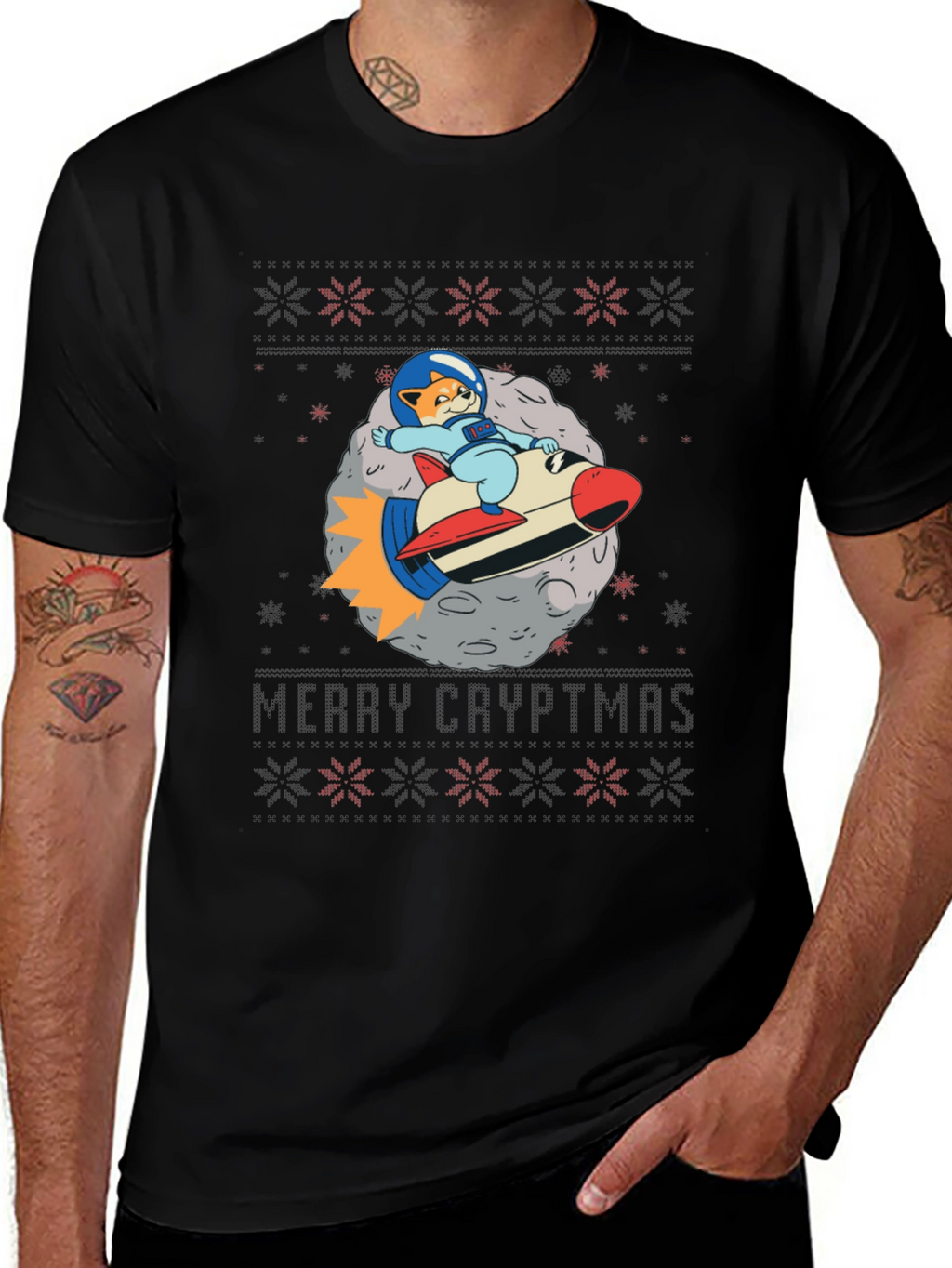 Merry Cryptmas Cat Astronaut T-Shirt