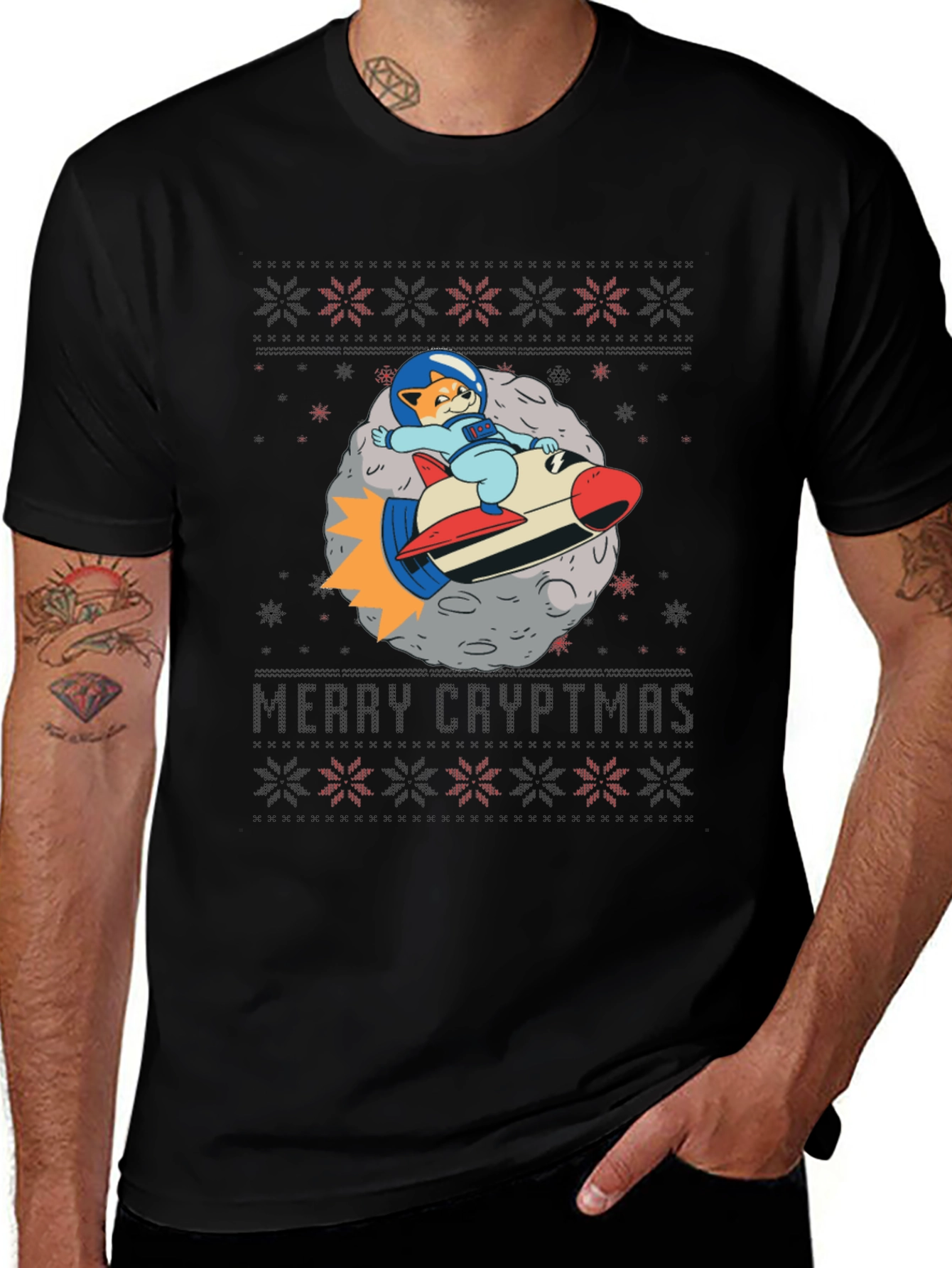Merry Cryptmas Cat Astronaut T-Shirt