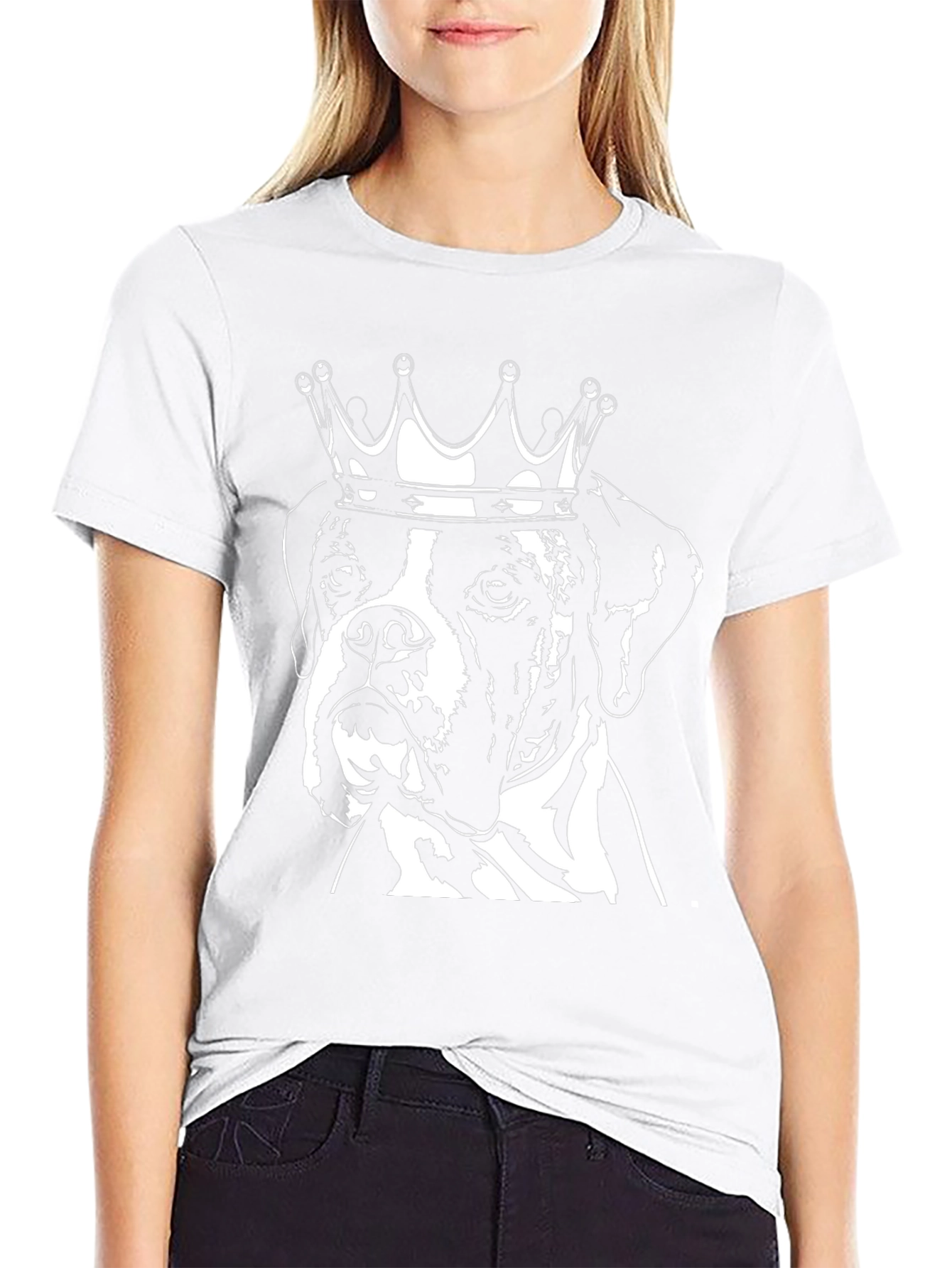 King Dog T-Shirt - Black Crew Neck Boxer Tee