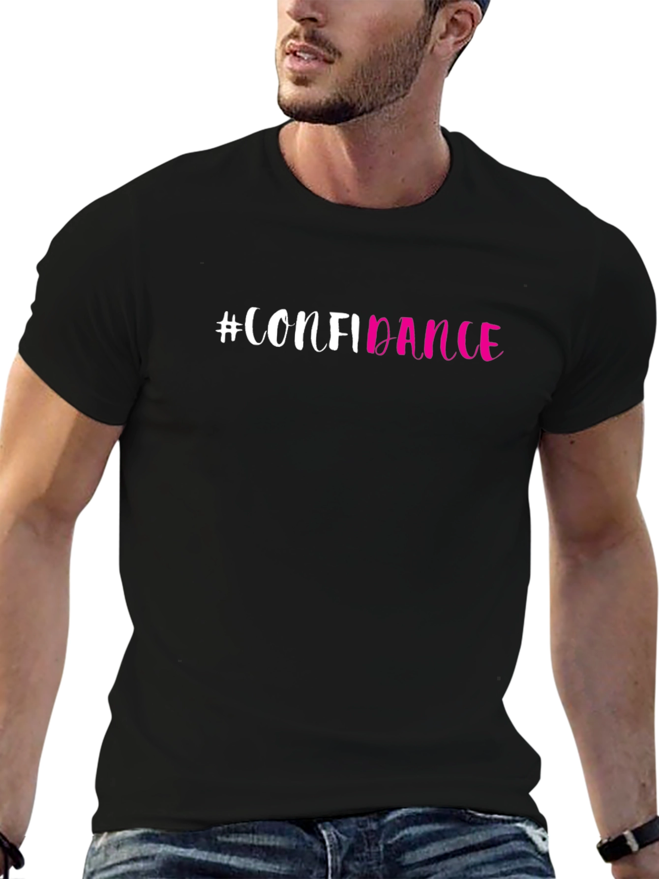 #Confidance Graphic Tee - Black Cotton Blend Shirt