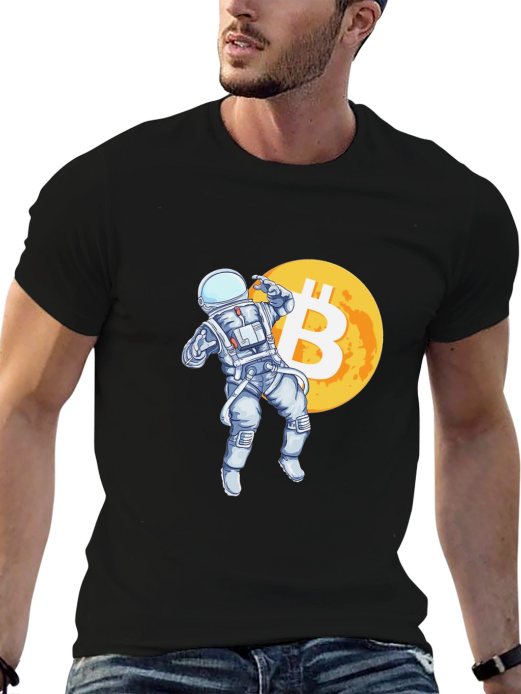 Bitcoin Astronaut T-Shirt - Crypto Moon Landing