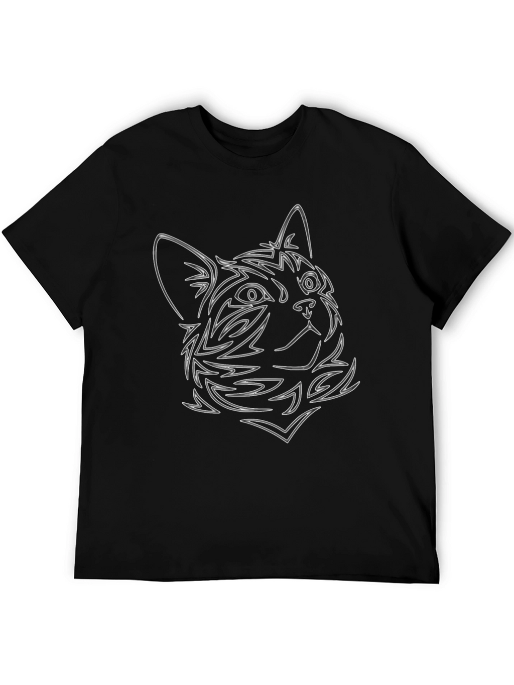 Cat Outline Graphic Black Tee