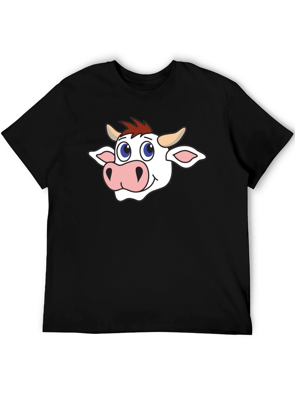 Cow Cartoon Graphic Black T-Shirt