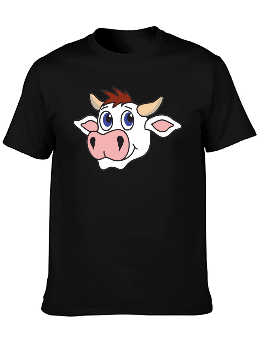 Cow Cartoon Graphic Black T-Shirt
