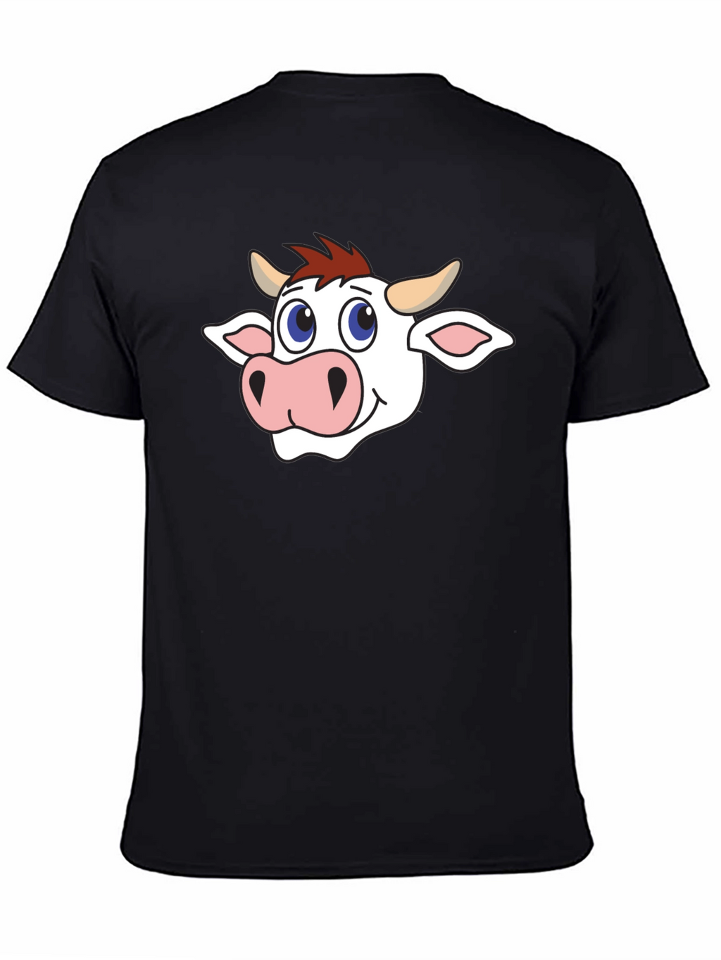 Cow Cartoon Graphic Black T-Shirt