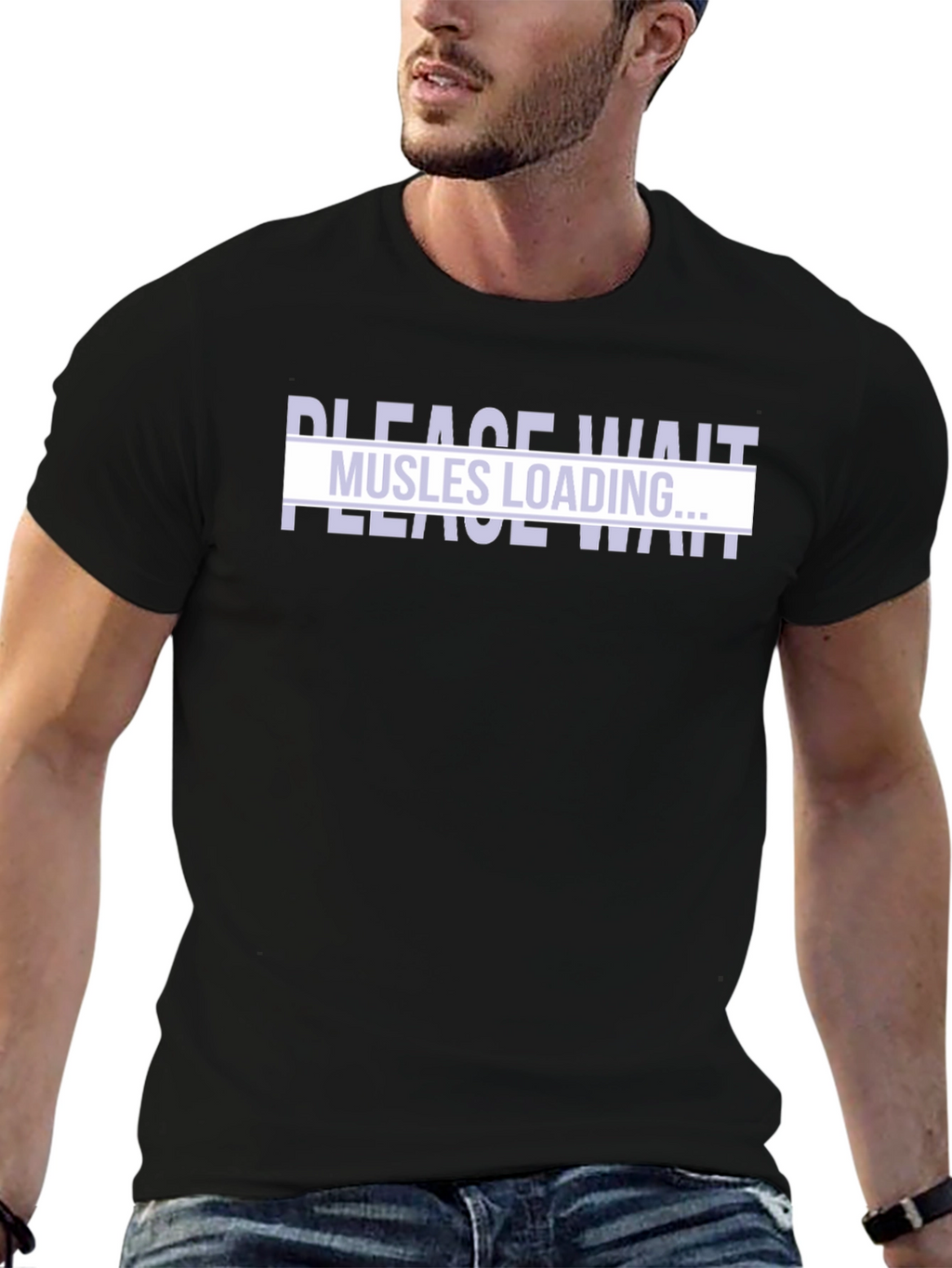 Muscles Loading Black T-Shirt