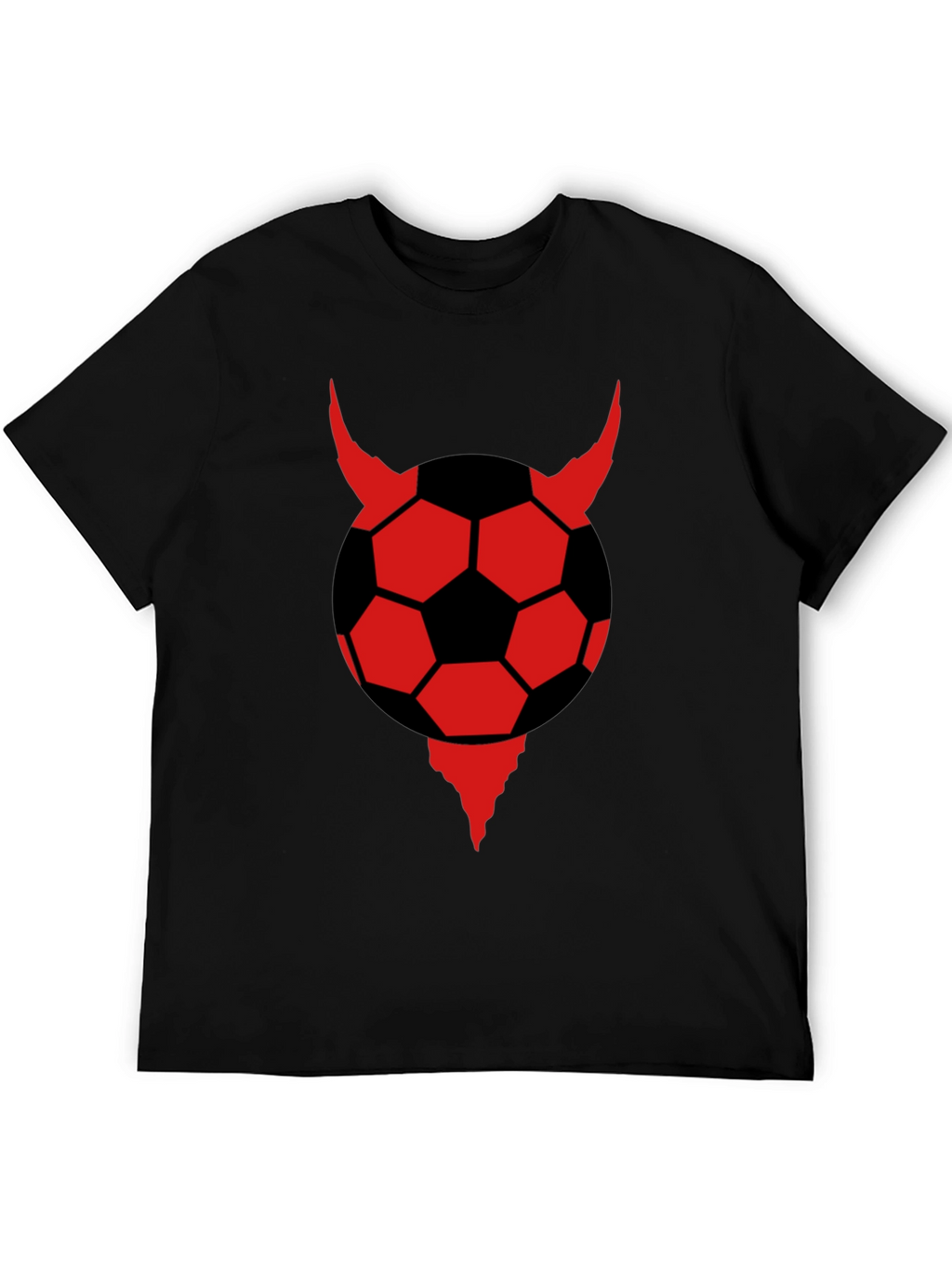 Devil Soccer Ball Graphic Tee - Black Cotton T-Shirt