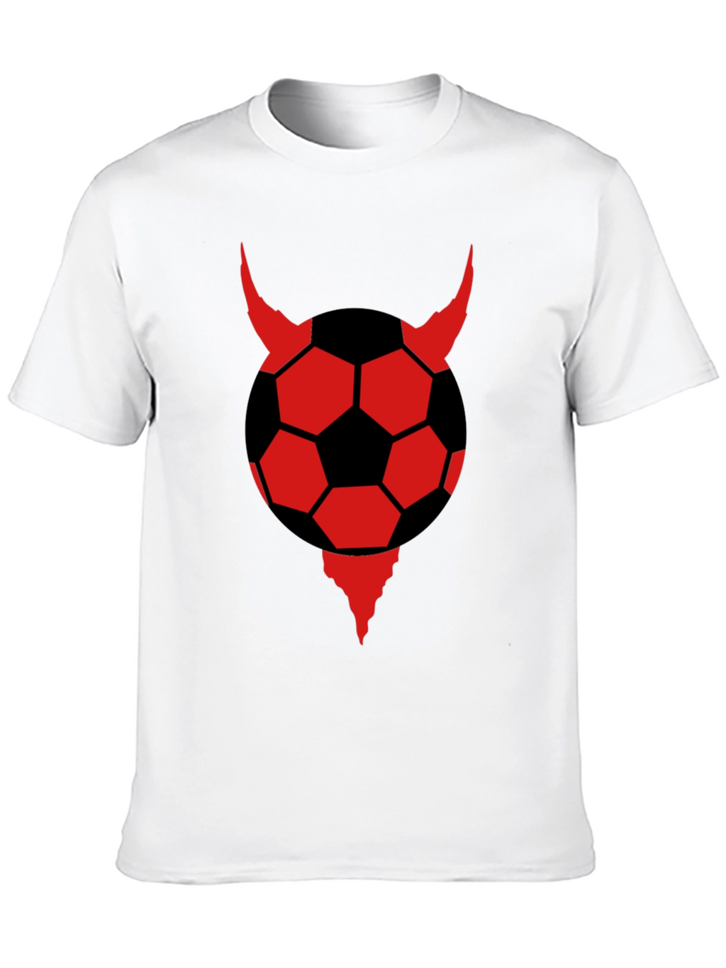 Devil Soccer Ball Graphic Tee - Black Cotton T-Shirt