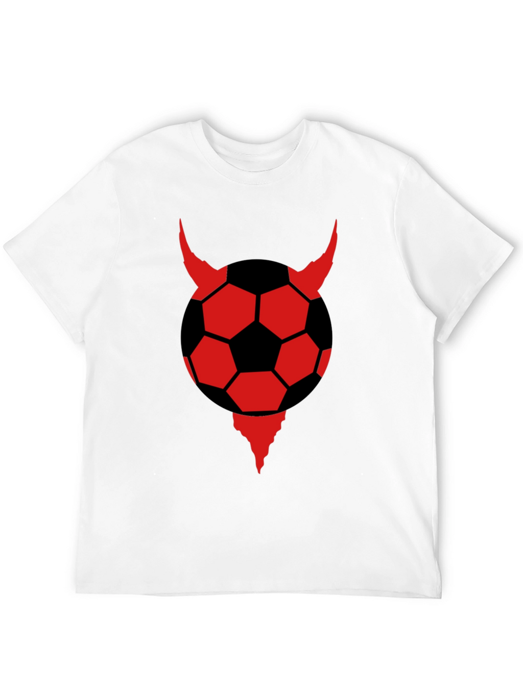 Devil Soccer Ball Graphic Tee - Black Cotton T-Shirt
