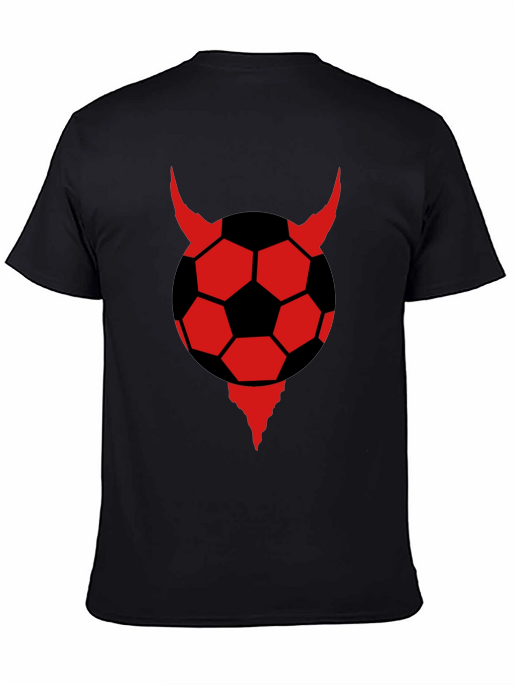 Devil Soccer Ball Graphic Tee - Black Cotton T-Shirt