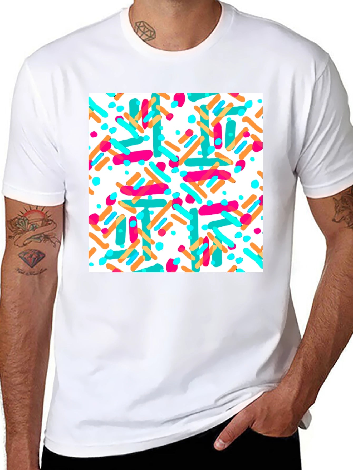 Sprinkled Pattern Black T-Shirt